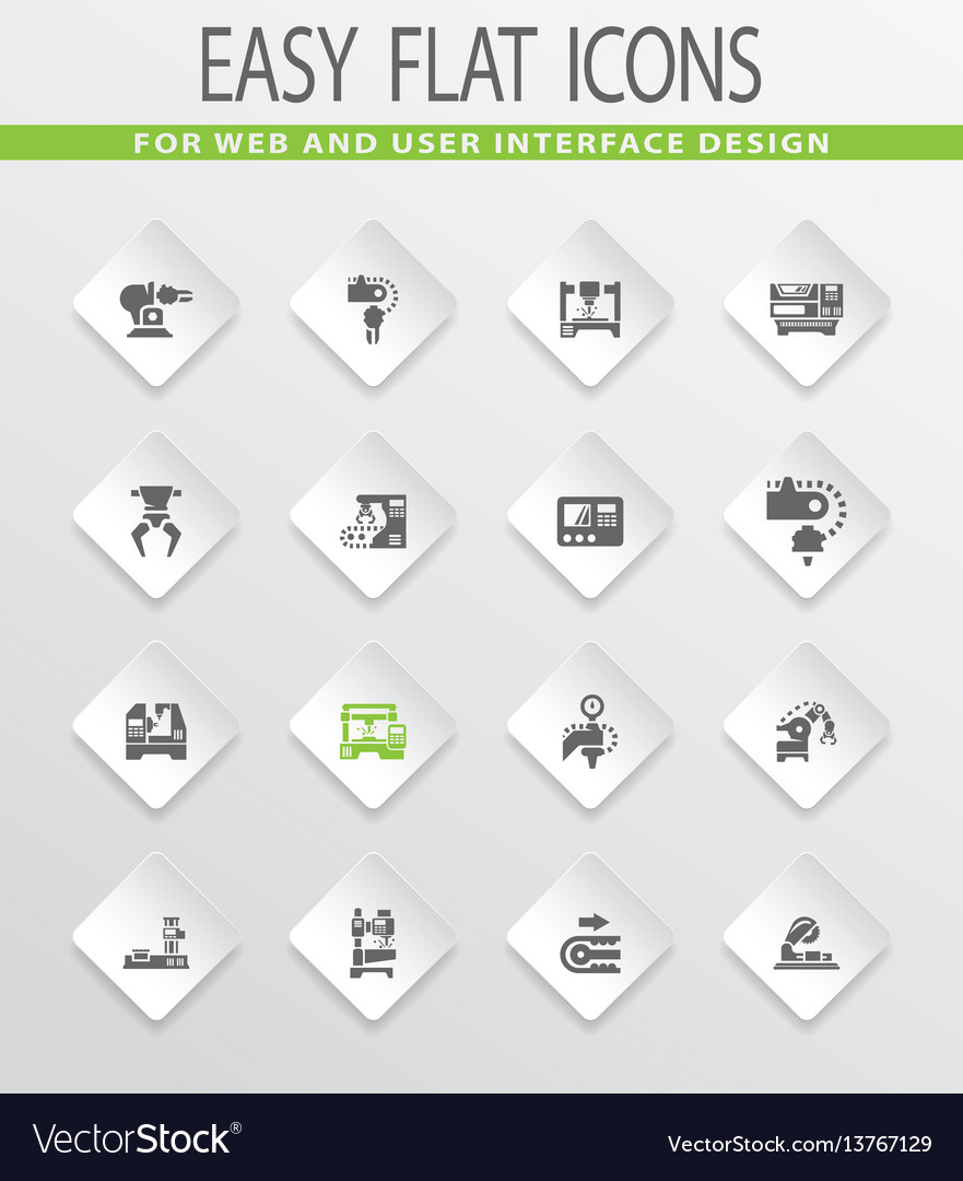Machine tool icons set