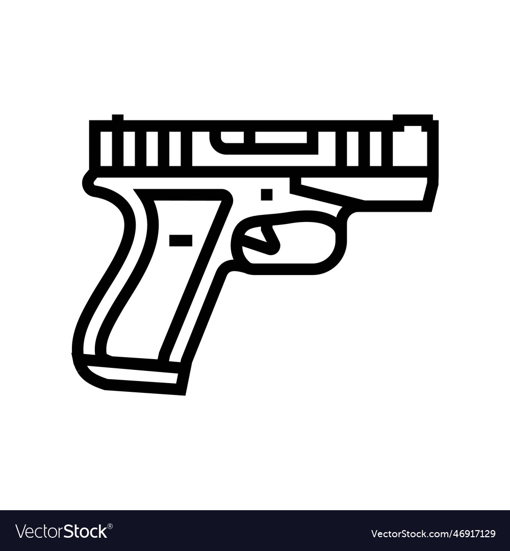 Pistol weapon war line icon Royalty Free Vector Image