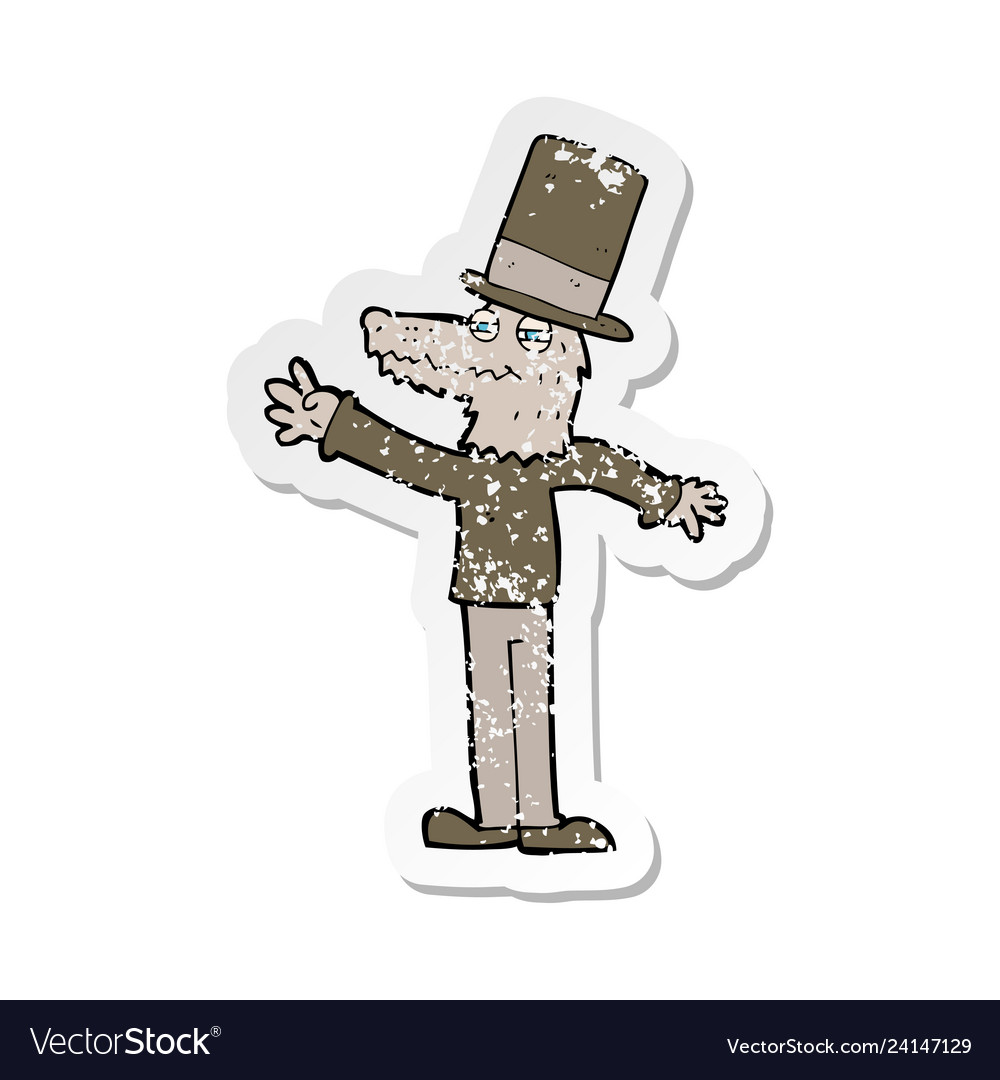 Retro distressed Aufkleber eines Cartoons Werwolf