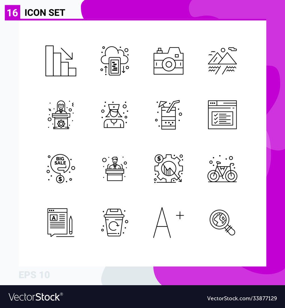 Set 16 outlines on grid for woman speech media