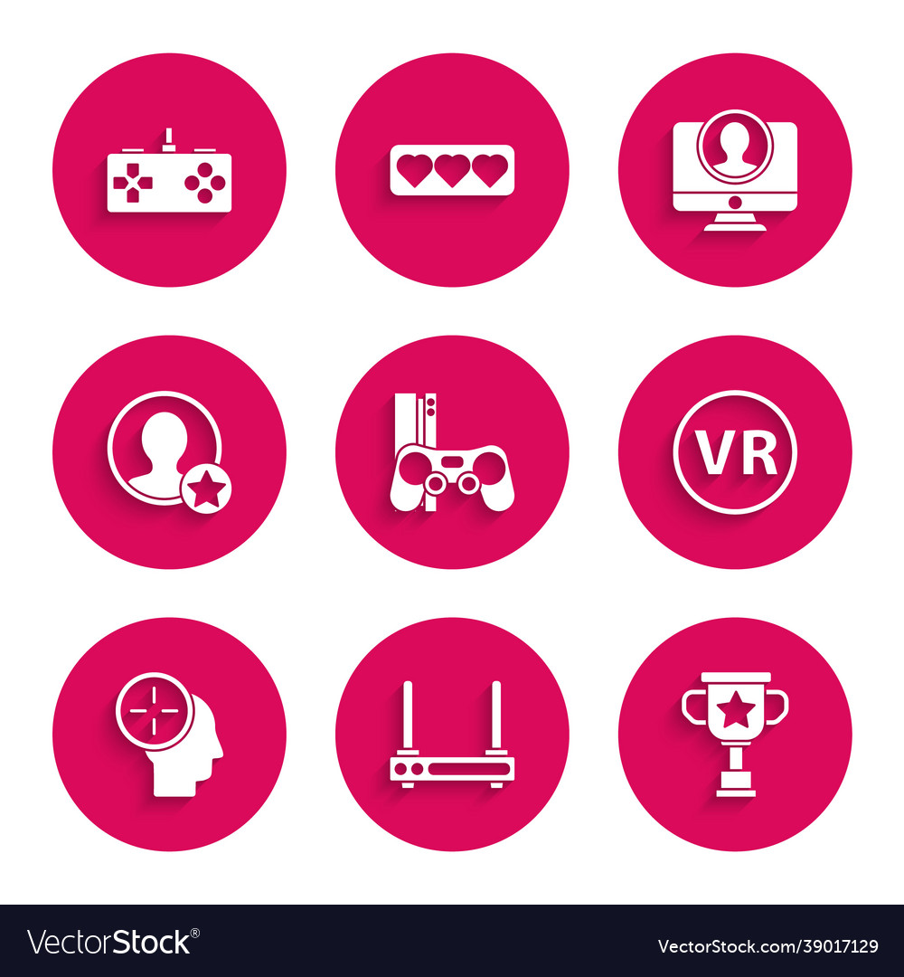 Set game console with joystick router and wi-fi Vector Image Set game console with joystick router and wi-fi