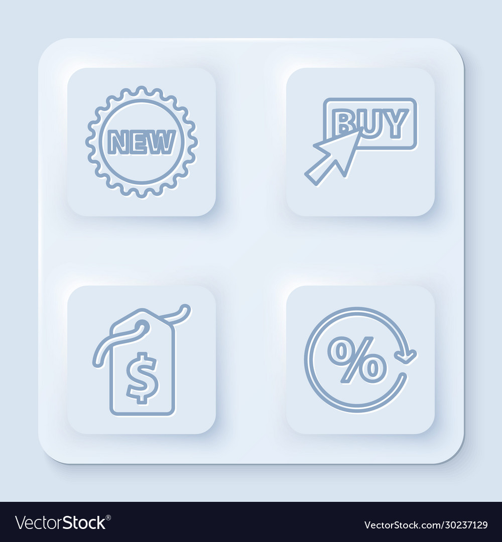 Set line price tag with new buy button Vector Image Set line price tag with new buy button