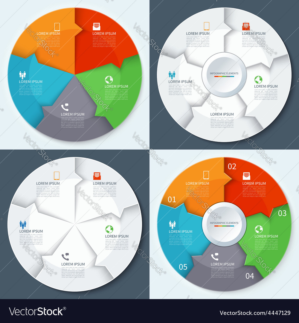 Set of modern minimal infographics circles Vector Image