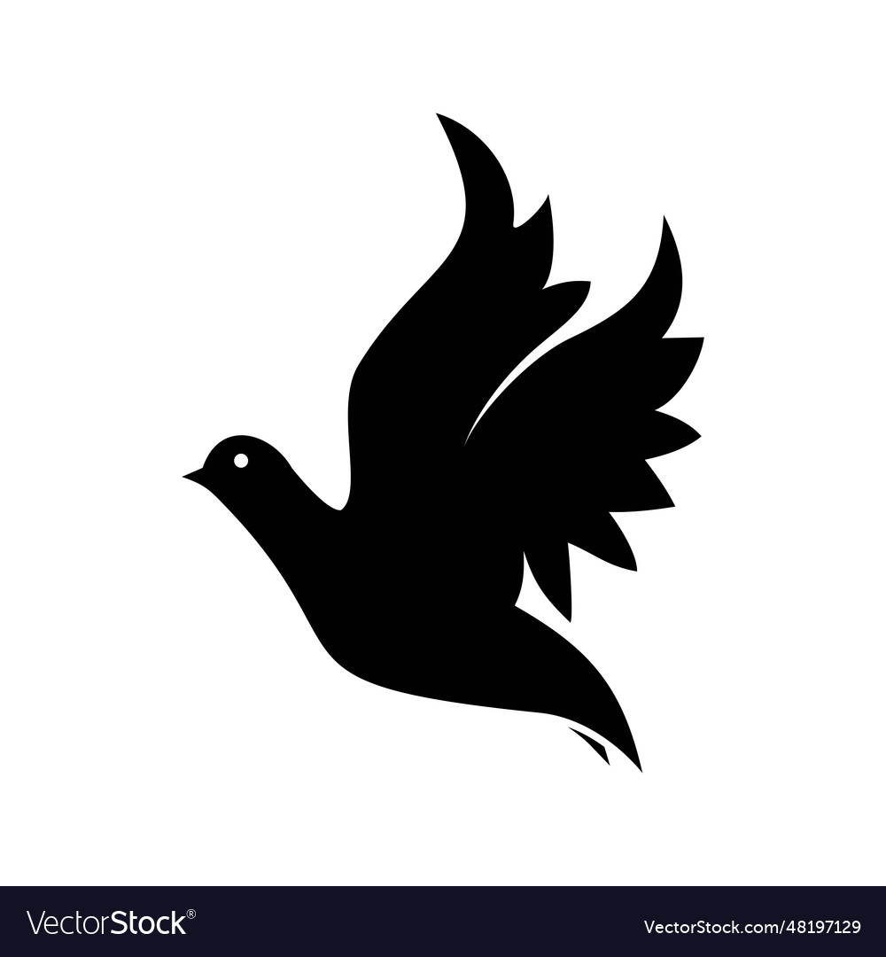 Silhouette flying dove on white background Vector Image