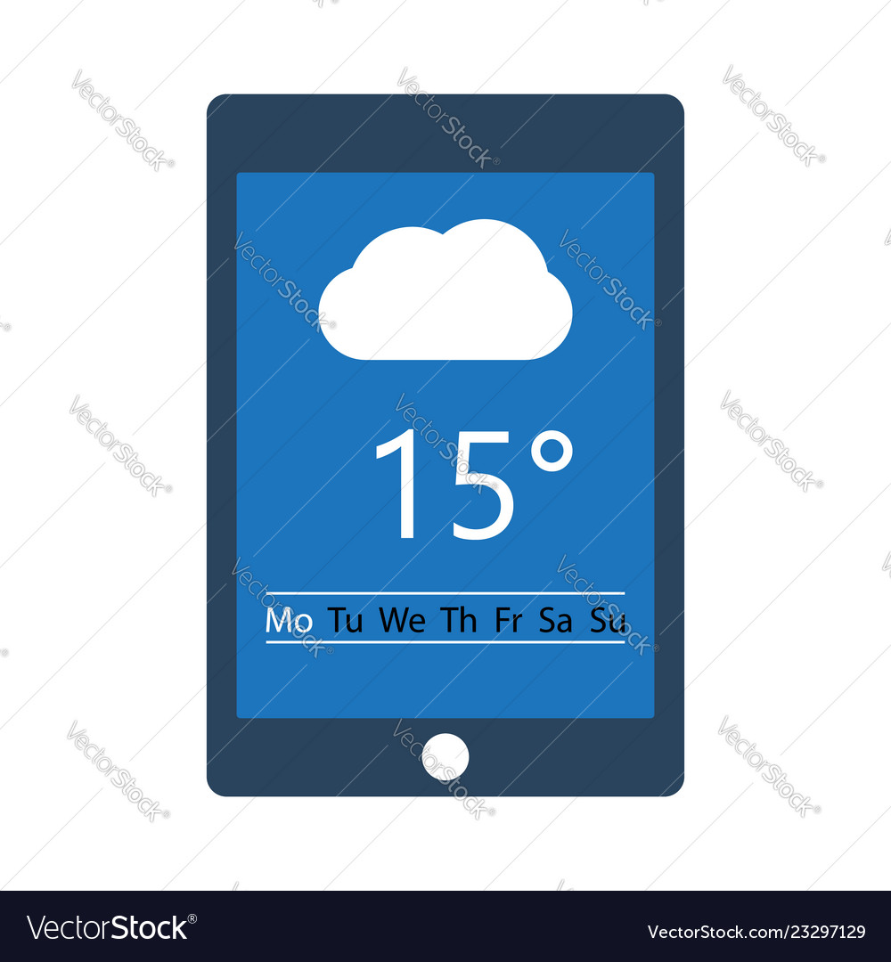 Tablet with weather application on screen display vector image Tablet with weather application on screen display