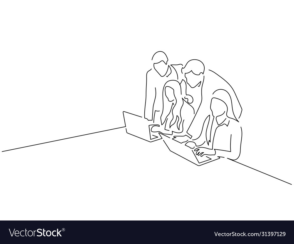 Teamwork line drawing design