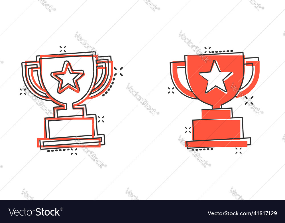 Trophy cup icon in comic style goblet prize vector image Trophy cup icon in comic style goblet prize