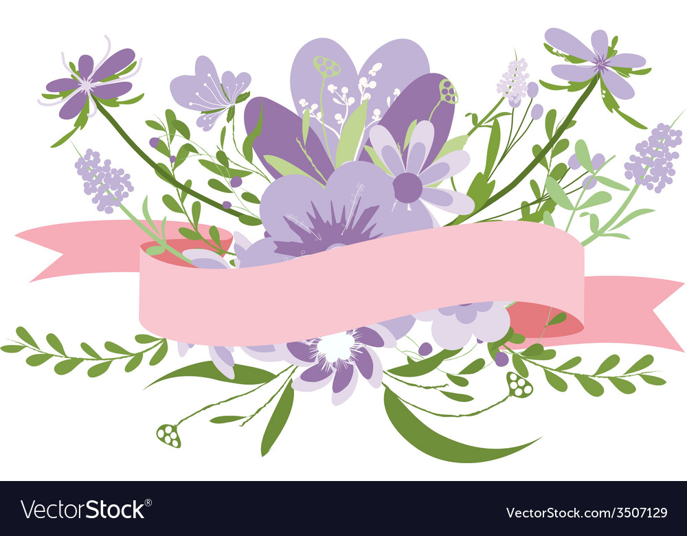 Vintage Purple Flowers Cute Floral Bouquet Vector Image