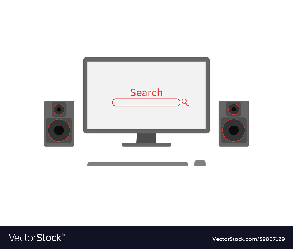 Worktable computer monitor with speakers vector image Worktable computer monitor with speakers