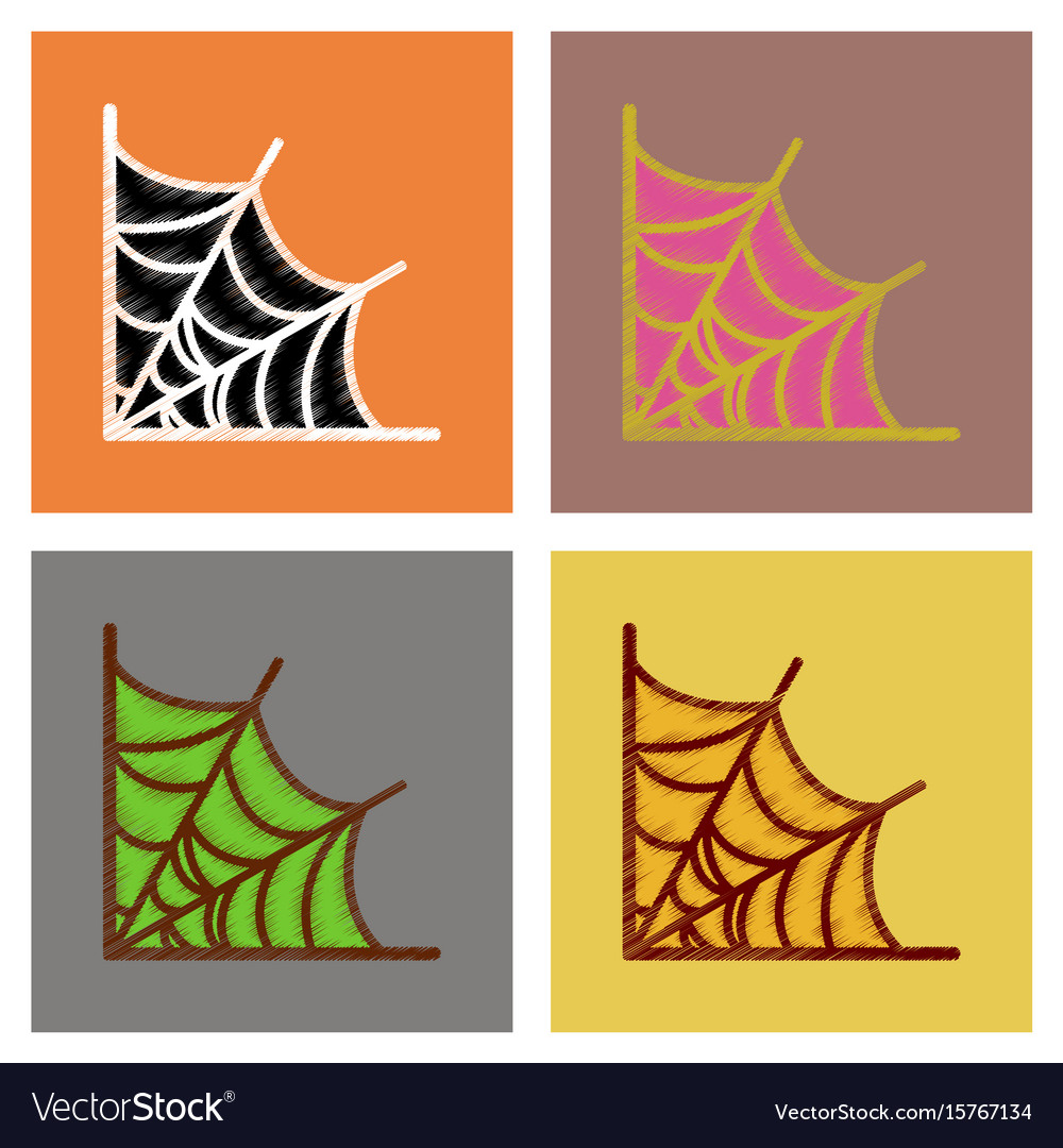 Assembly flat shading style icons spider web