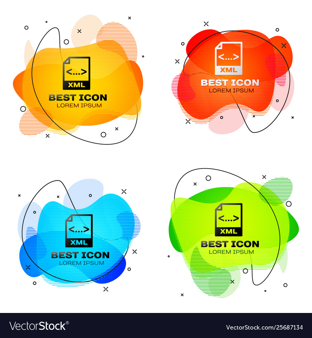 Black xml file document icon download button vector image Black xml file document icon download button