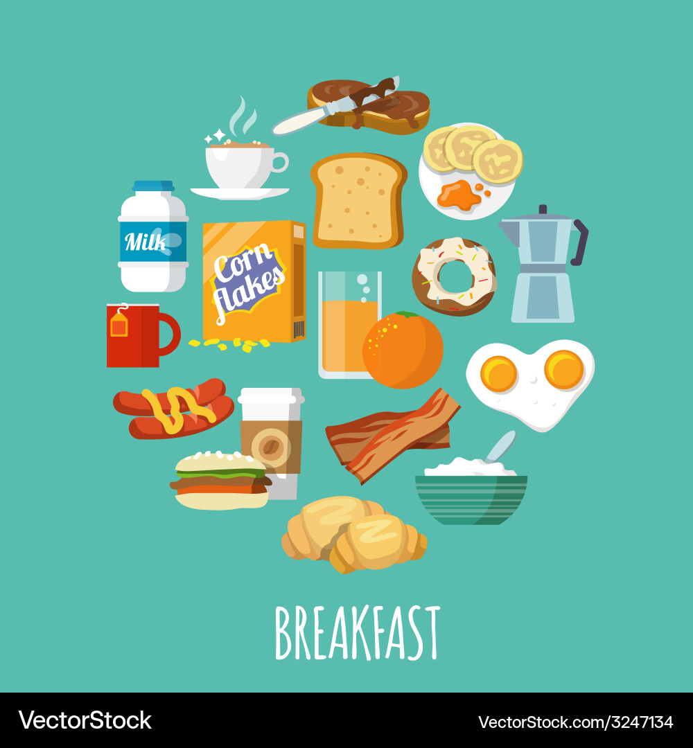 Breakfast icon flat Royalty Free Vector Image - VectorStock