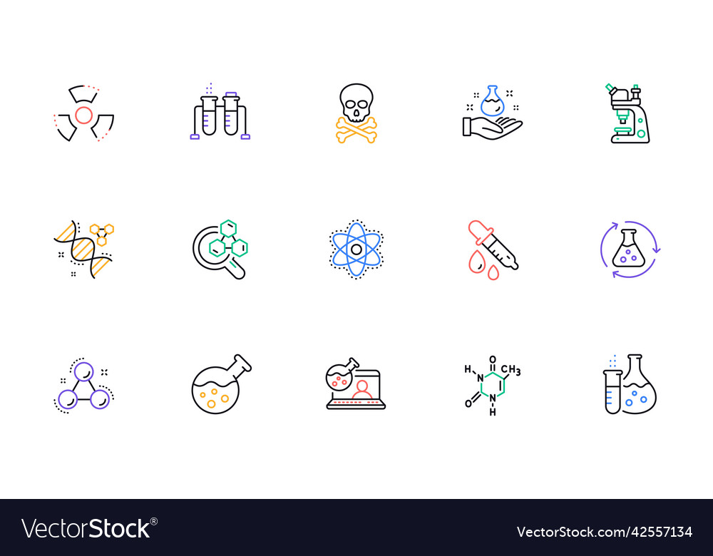 Chemistry lab line icons chemical formula