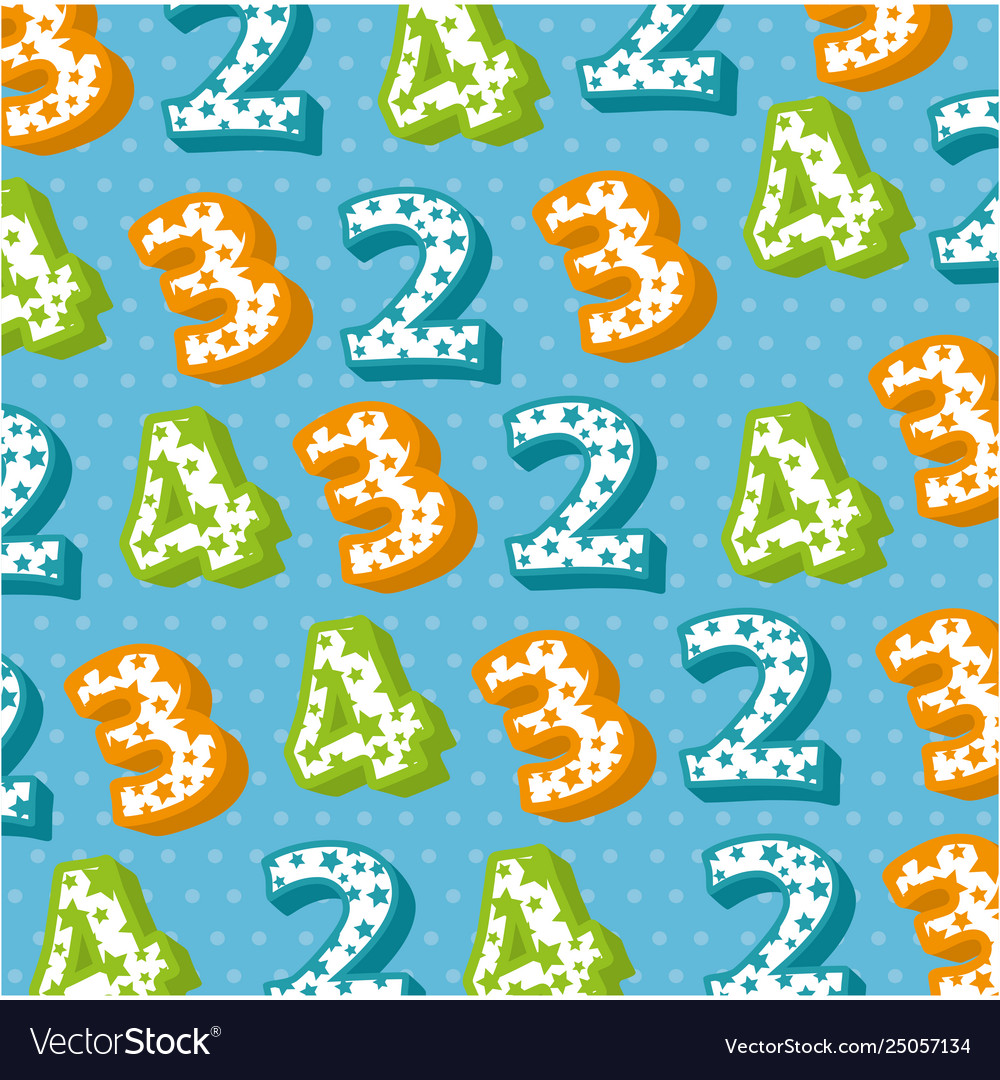 Cute numbers pattern background Royalty Free Vector Image