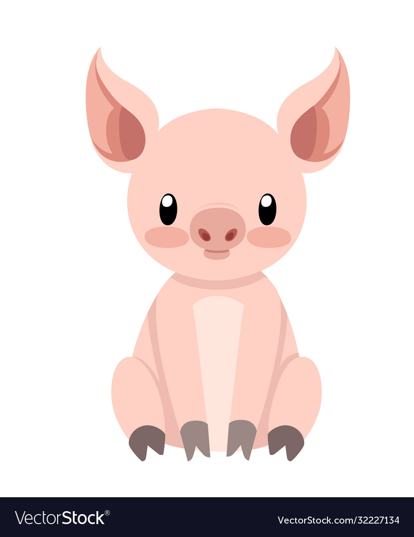 Cute pig sitting cartoon character design flat Vector Image