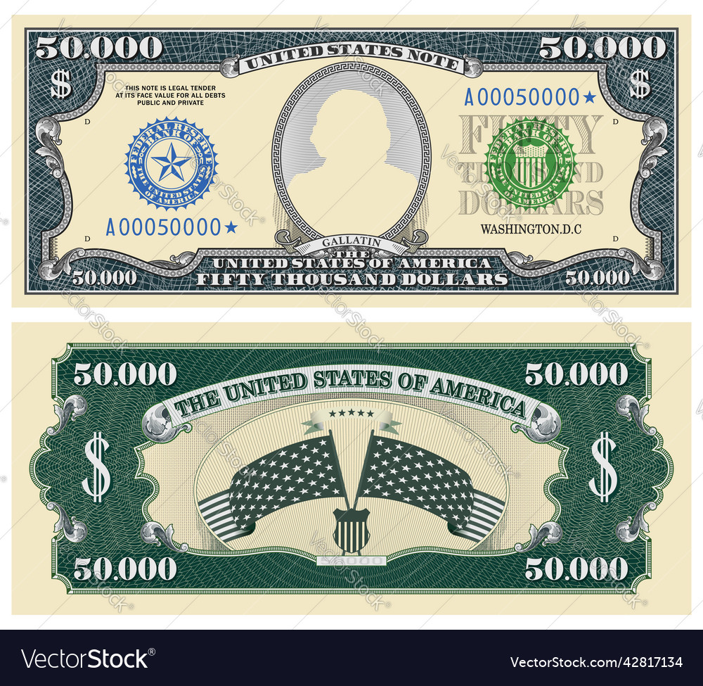 Fictional template obverse and reverse of us Vector Image