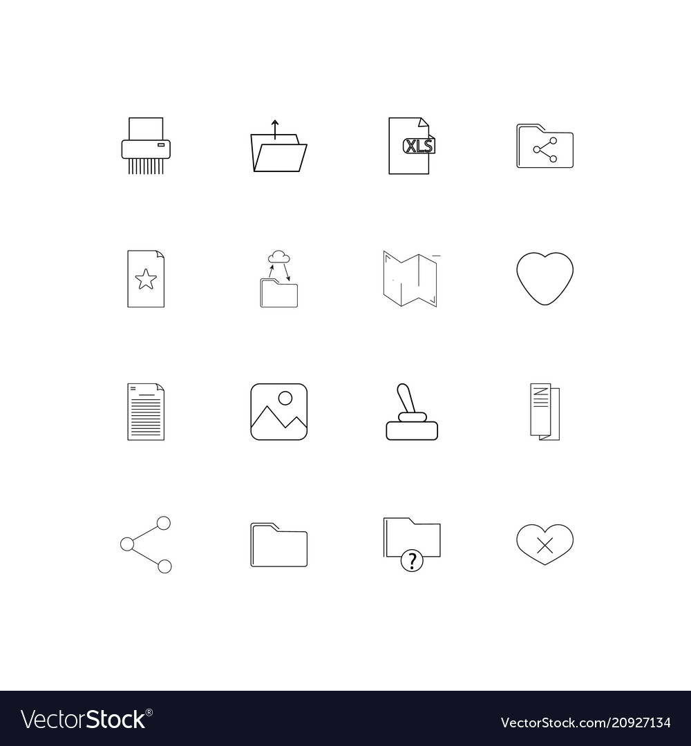 Files and folders sign linear thin icons set
