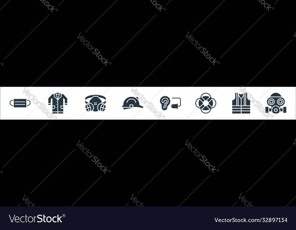 Flat rescue and protective line icons linear set Vector Image Flat rescue and protective line icons linear set