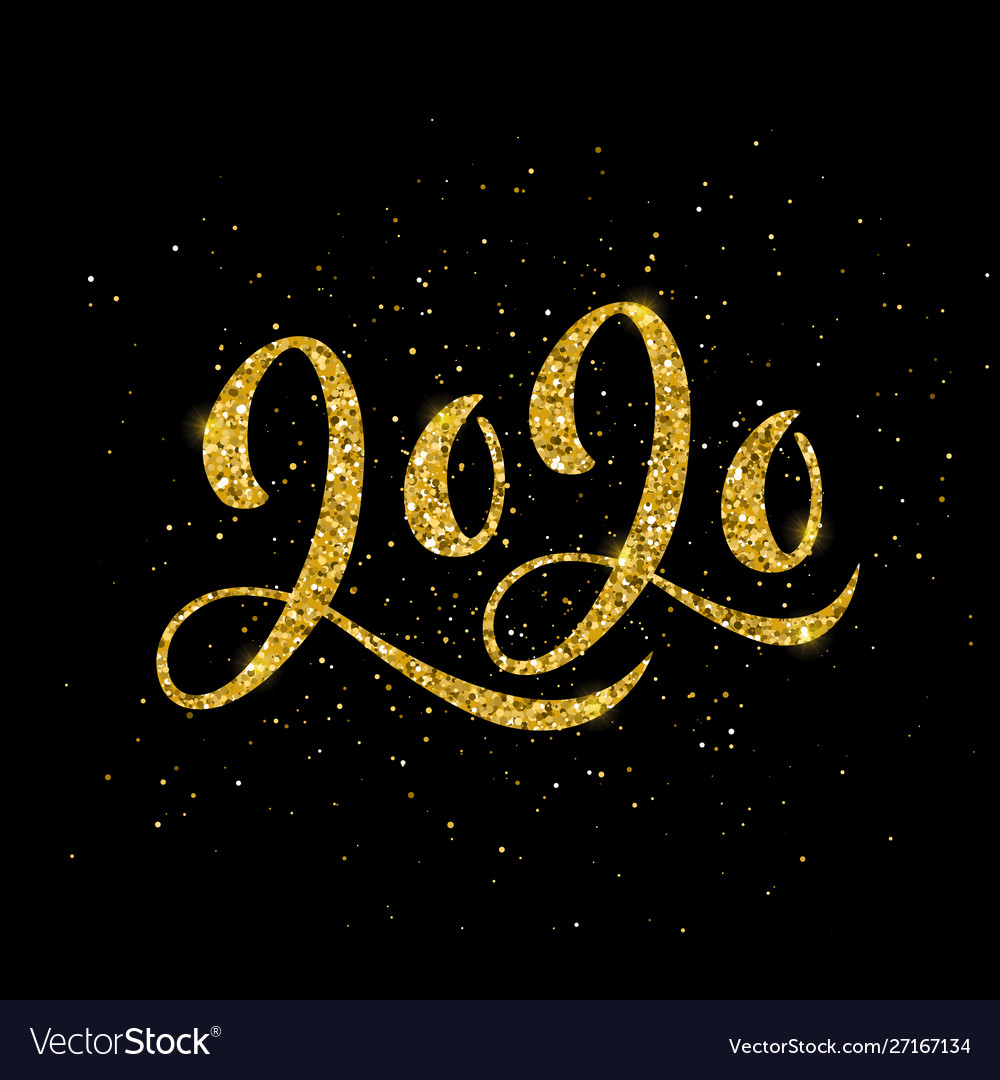 Happy new year 2020 poster with hand drawn vector image Happy new year 2020 poster with hand drawn