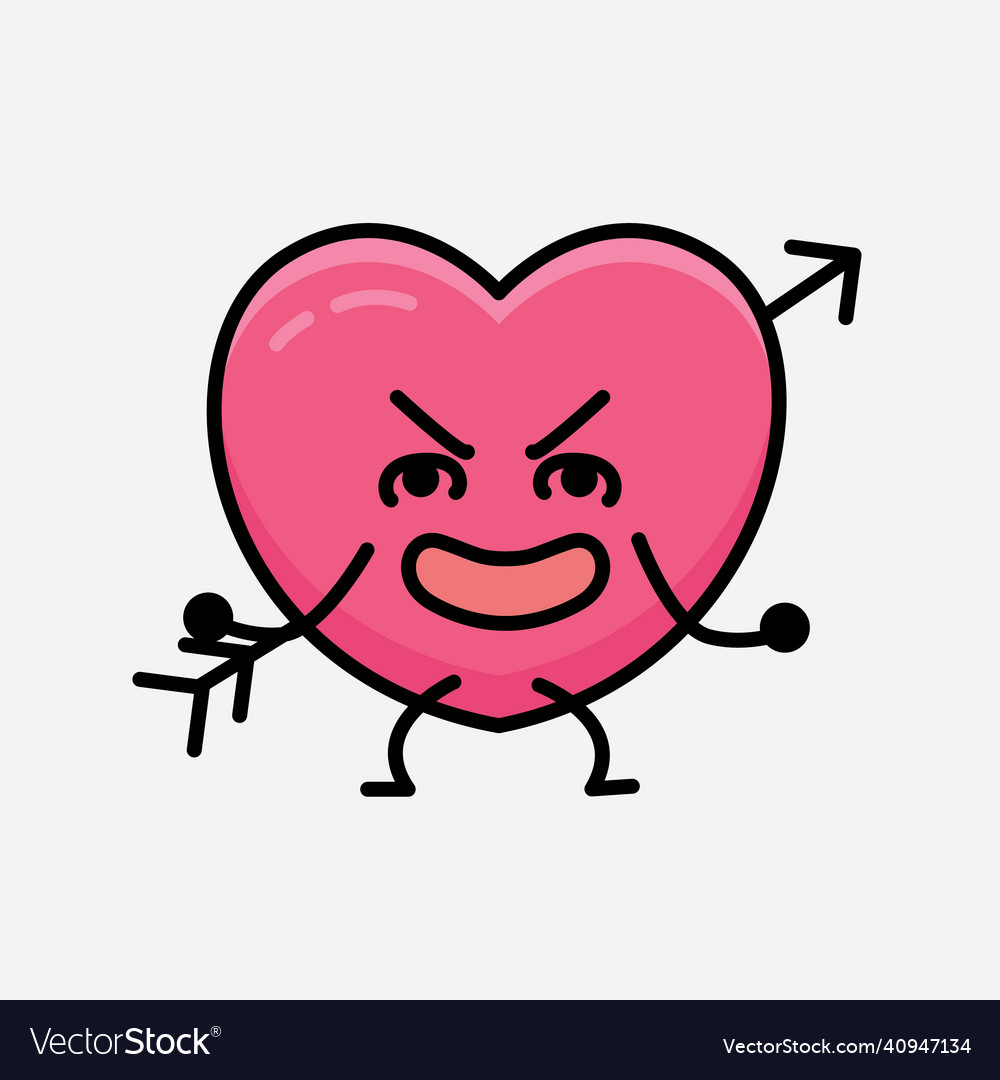 Heart with arrow mascot character Vector Image Heart with arrow mascot character