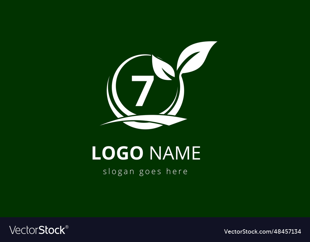 Initial 7 monogram alphabet with circle leaf Vector Image Initial 7 monogram alphabet with circle leaf