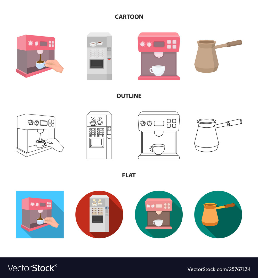 Isolated object coffee and machine sign set