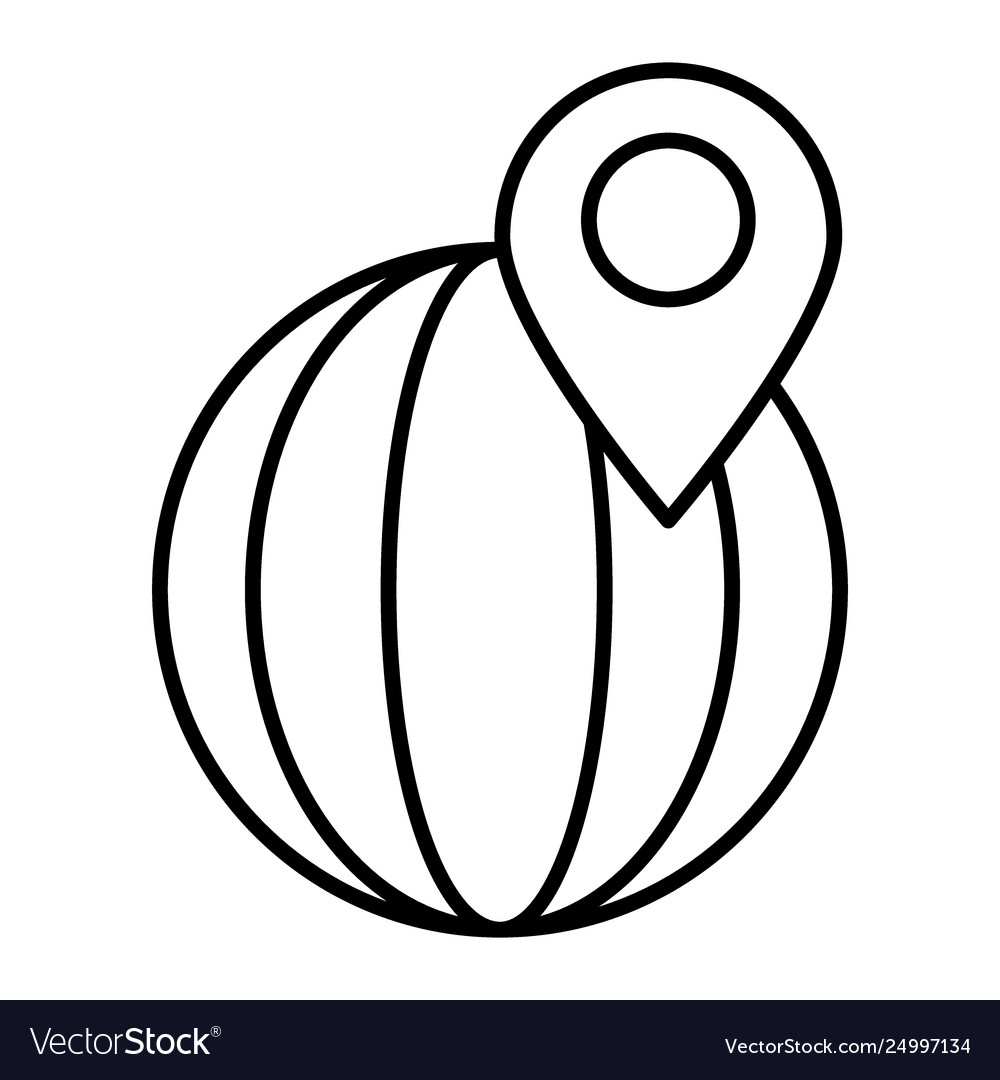 Location pointer on globe thin line icon vector image Location pointer on globe thin line icon