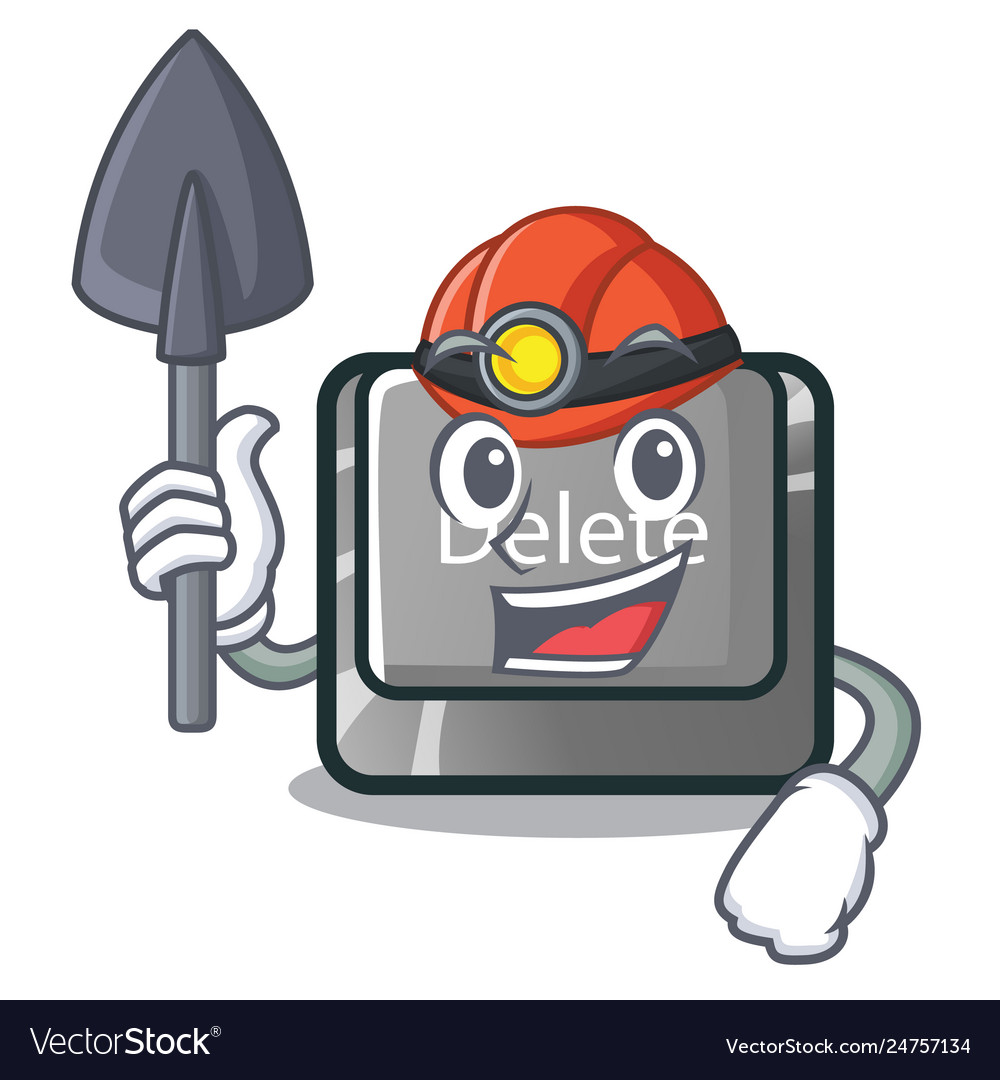 Miner delete button in shape mascot
