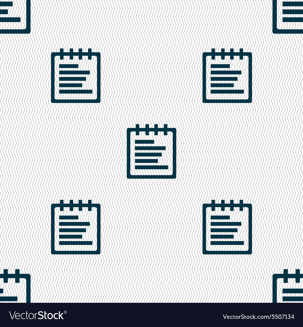 Notepad icon sign seamless pattern with geometric
