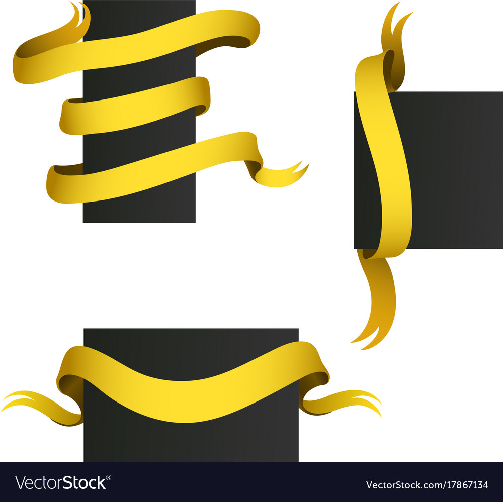 Realistic Gold Ribbons Tape Flag Banner Elegance Vector Image