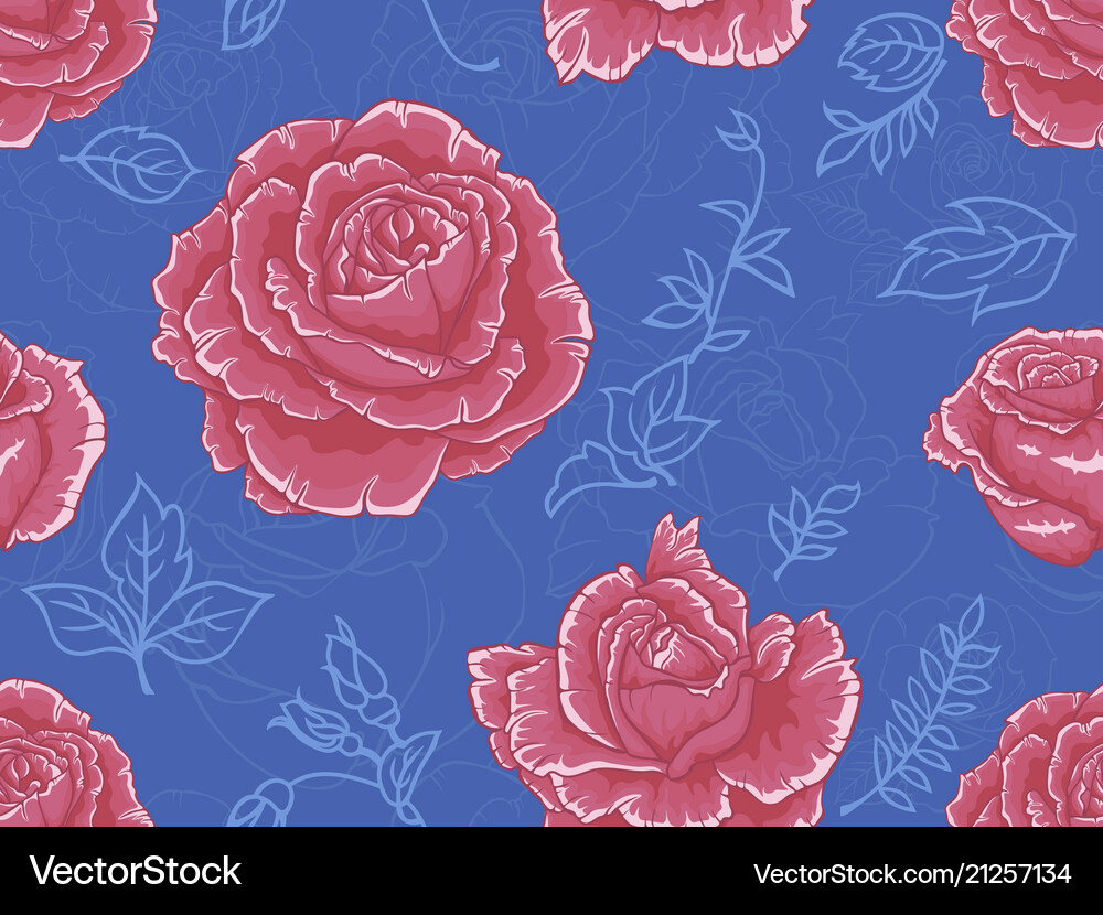 Seamless pattern with red roses Royalty Free Vector Image