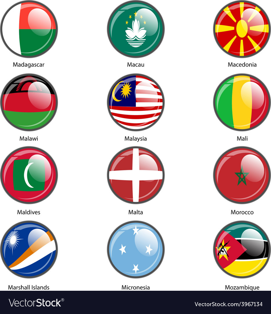 Set circle icon flags of world sovereign states