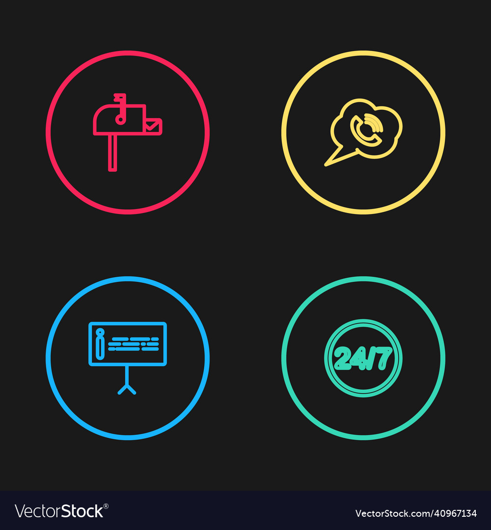 Set line information clock 24 hours speech vector image Set line information clock 24 hours speech