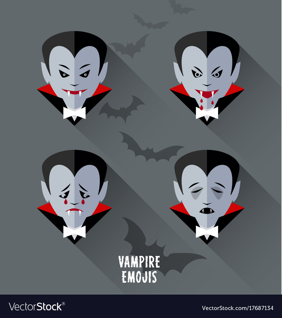 Set of vampire emojis for halloween Royalty Free Vector