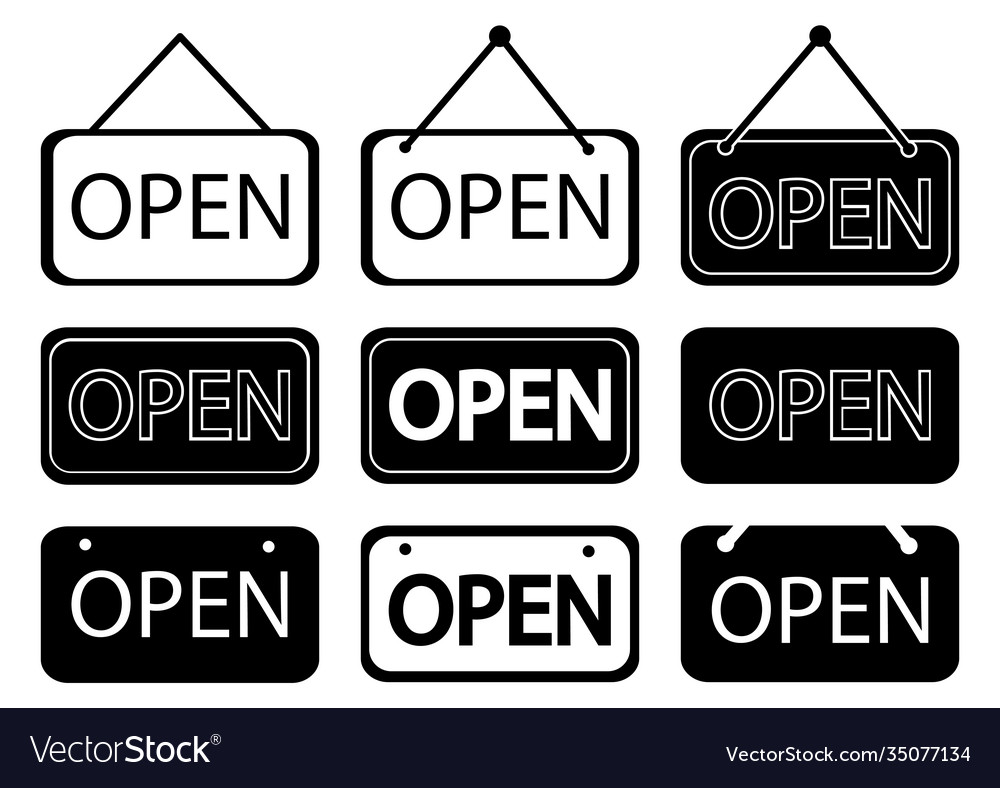 Set signboards with text open in outline