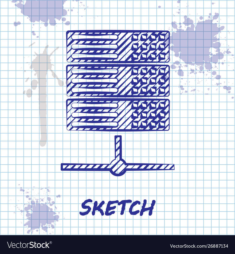 Sketch line server data web hosting icon