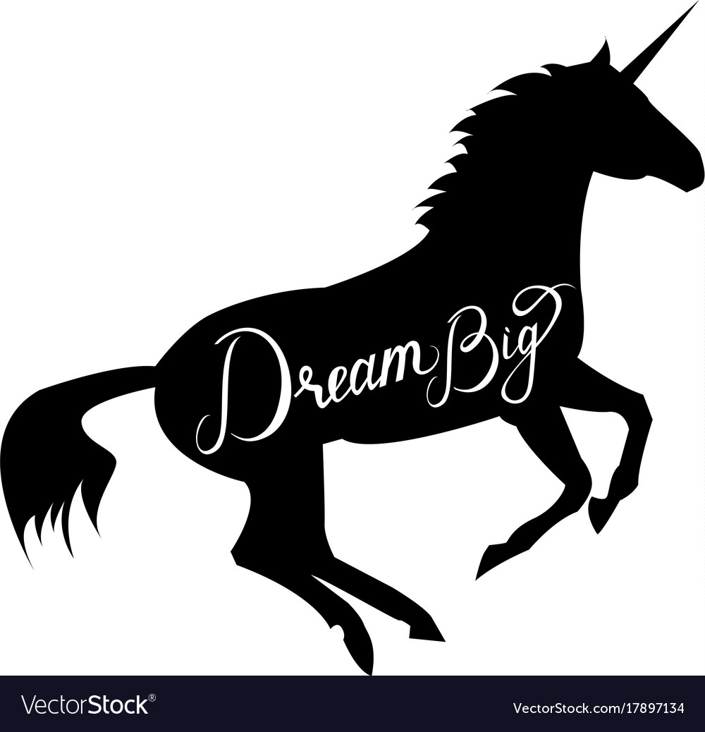 Download Unicorn silhouette with text Royalty Free Vector Image