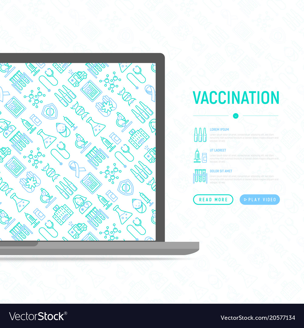 Vaccination Concept With Thin Line Icons Vector Image