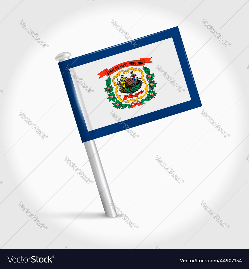 West virginia map pin flag 3d realistic