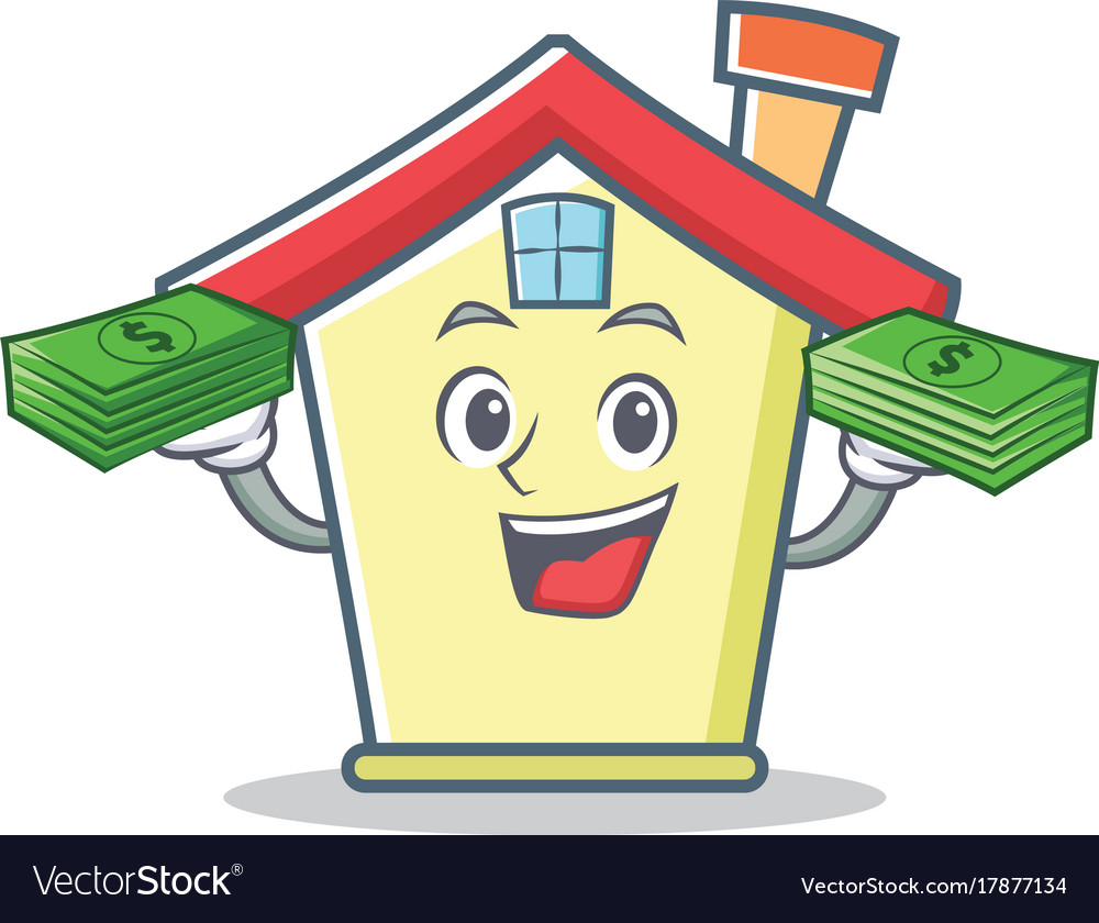 With money house character cartoon style Vector Image