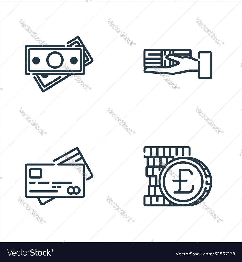 Banking and money line icons linear set quality