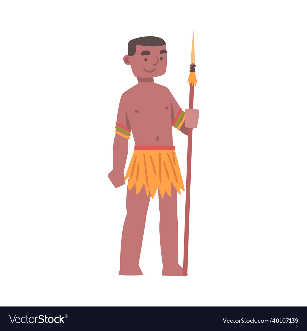 Barefoot african aboriginal man character dressed Vector Image