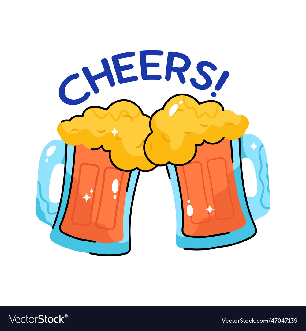 Beer doodle fill outline icon eps 10 file Vector Image