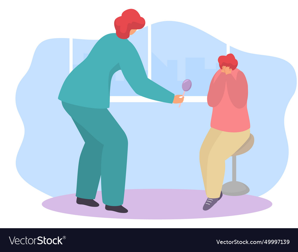 Caucasian woman getting an eye exam optometrist Vector Image Caucasian woman getting an eye exam optometrist