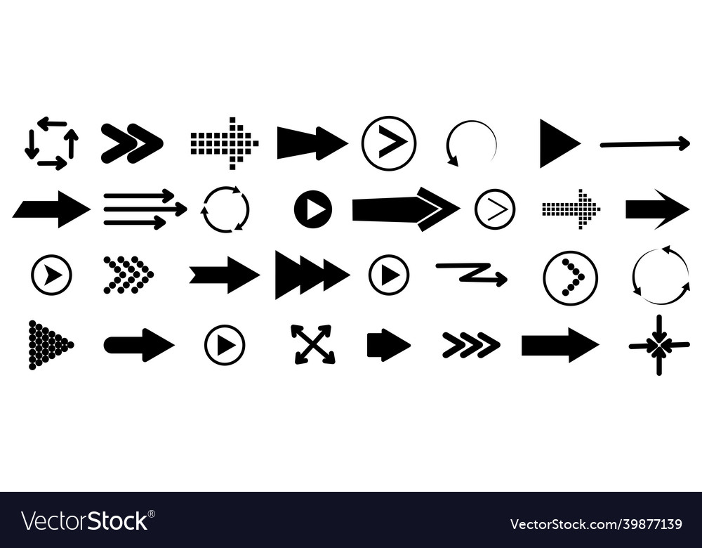 Collection of different arrow icon navigation vector image Collection of different arrow icon navigation