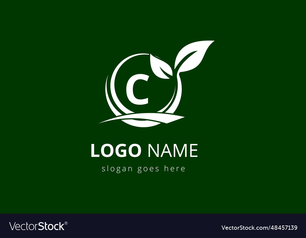 Initial c monogram alphabet with circle leaf Vector Image Initial c monogram alphabet with circle leaf