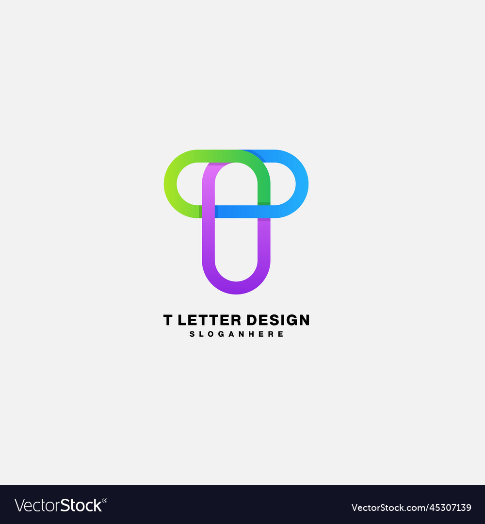 Initial t line art logo gradient color design