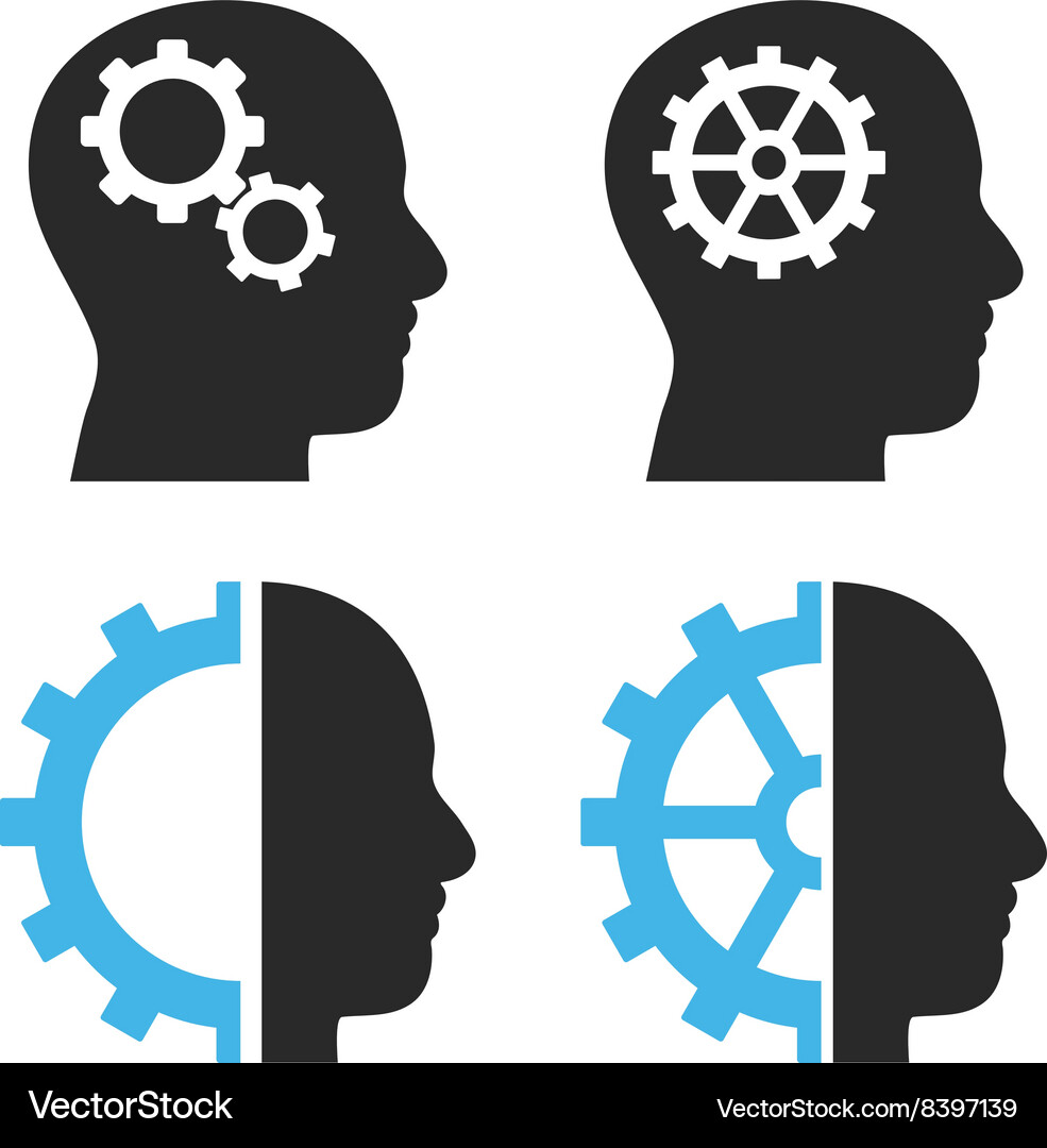 Intellect gears flat icons Royalty Free Vector Image