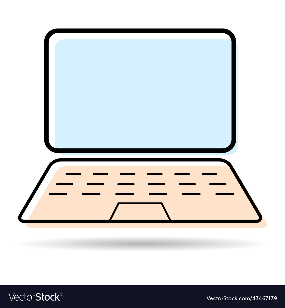 Laptop flat web icon shadow notebook computer vector image Laptop flat web icon shadow notebook computer