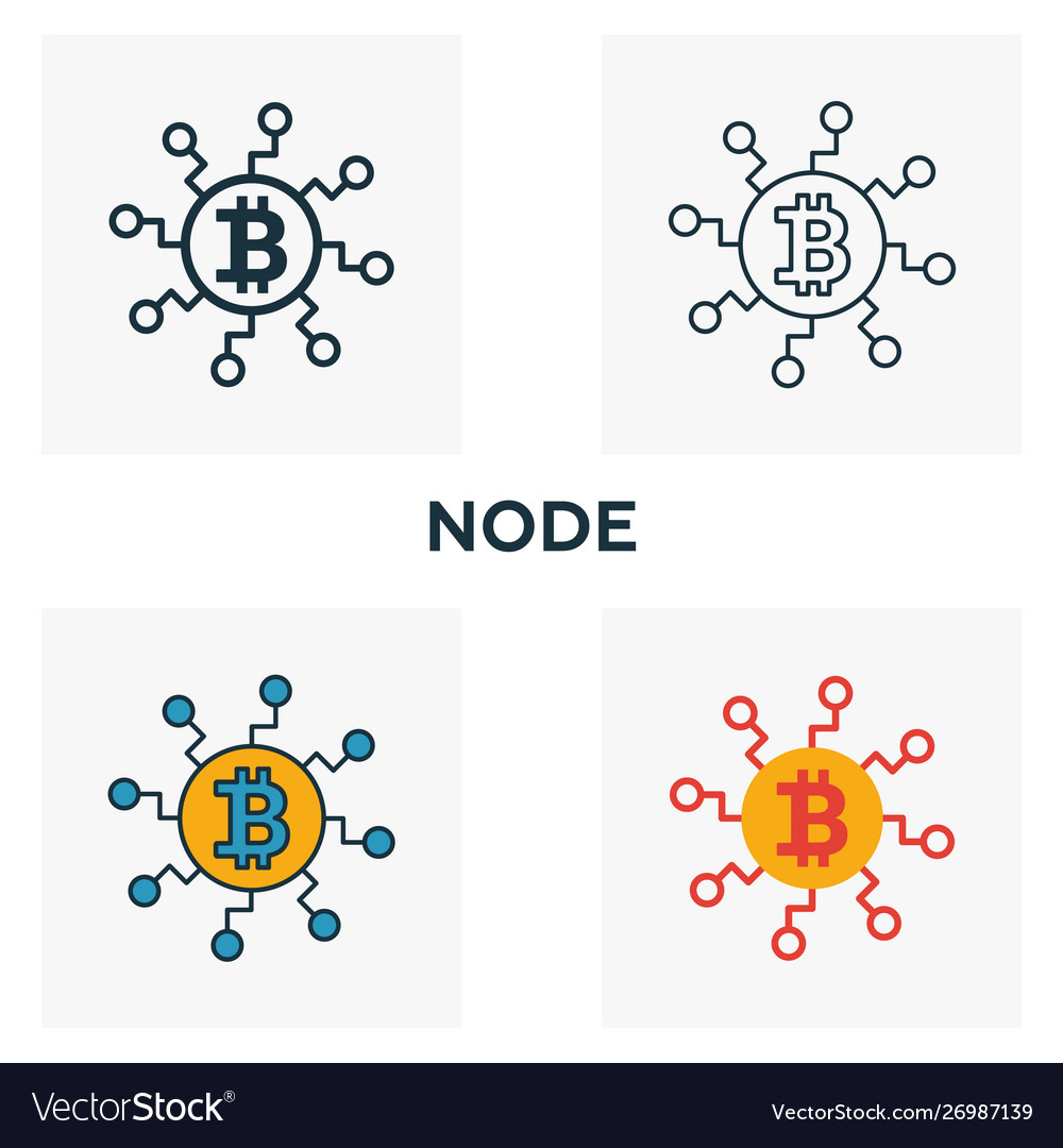 Node icon set four elements in different styles